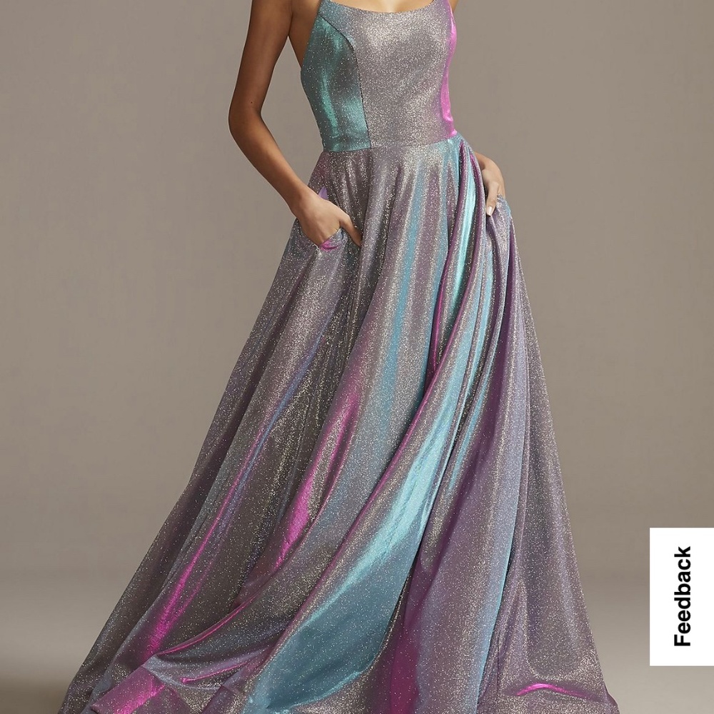 Size 0, Iridescent, Metallic Prom Dress